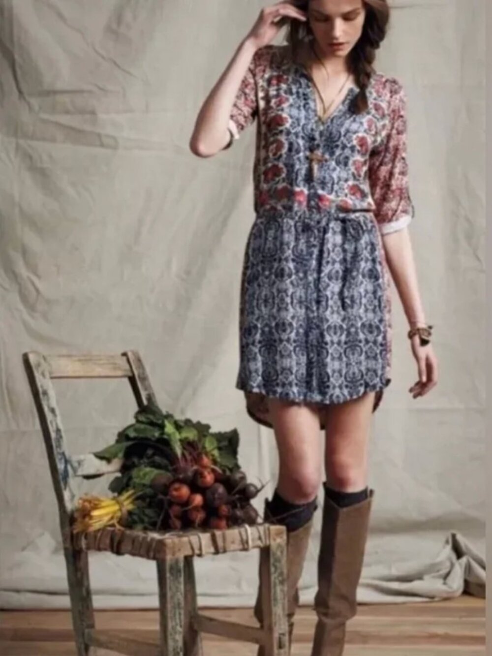 Anthropologie/TINY brand Perenne floral shirt dress/tunic